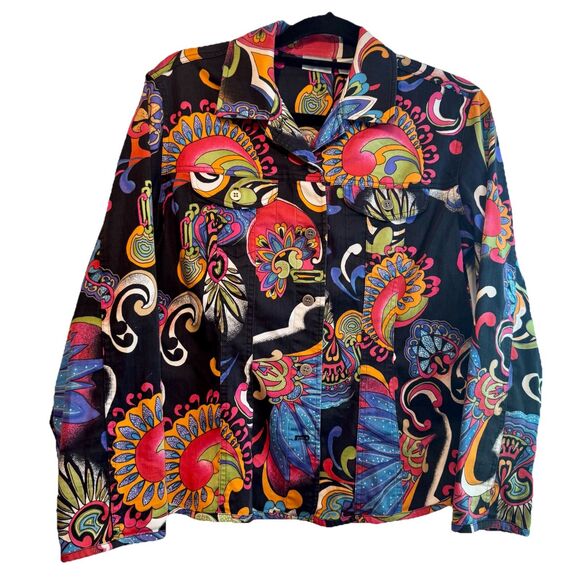 Chico's Tops - EUC Chico's Shacket Button Up Stretch Retro Boho Hippie Size 1 Worn ONCE